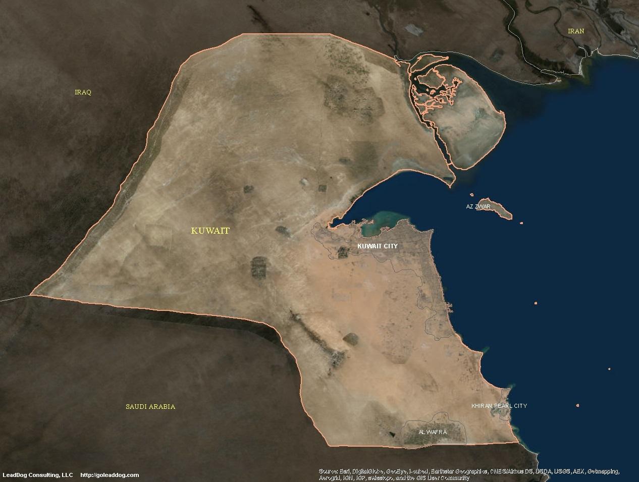 Kuwait satelliitti kartta - Kartta kuwait satelliitti (Länsi-Aasia - Aasia)