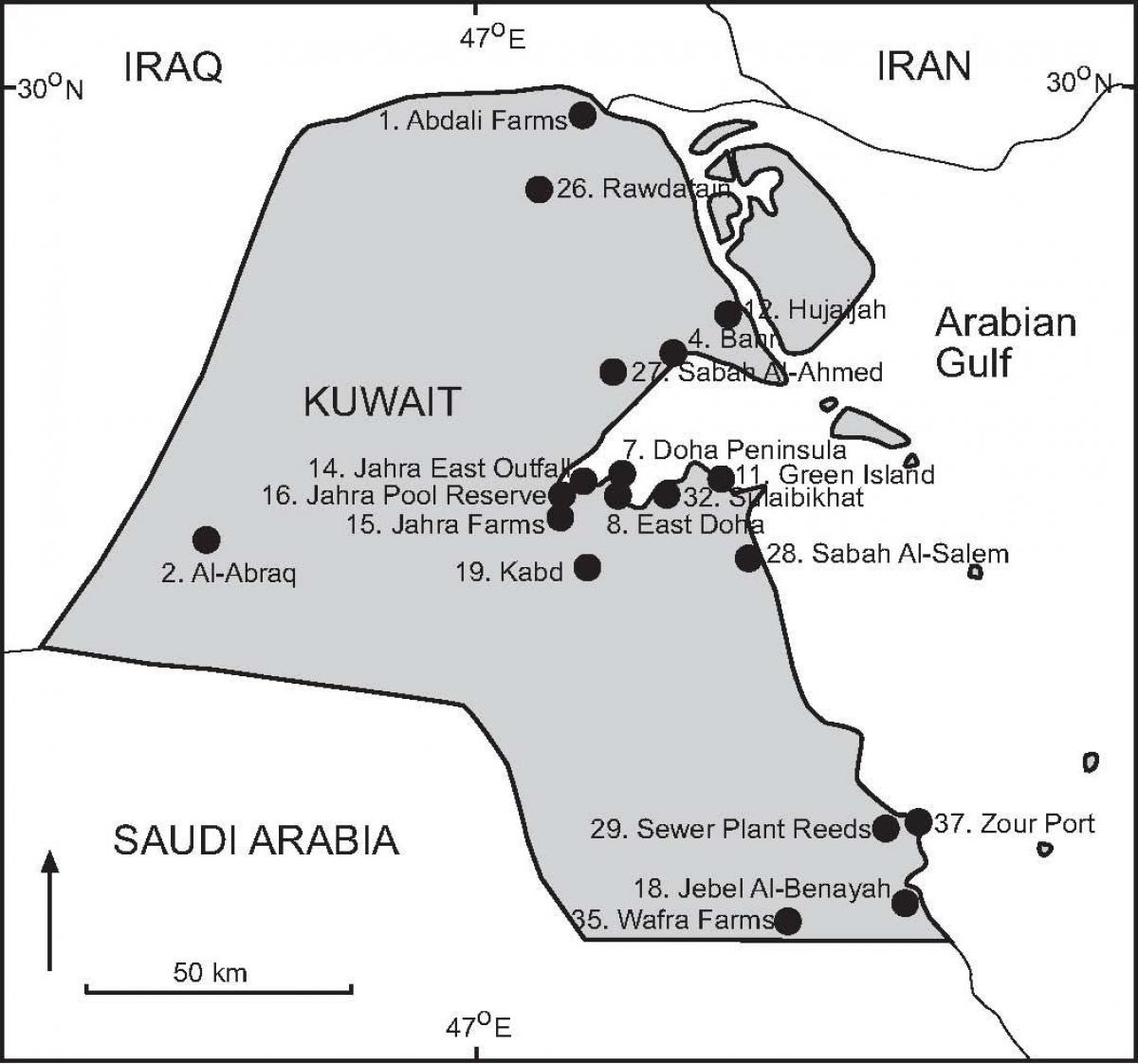 Kabd kuwait kartta - Kartta kabd kuwait (Länsi-Aasia - Aasia)